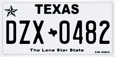 TX license plate DZX0482