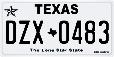 TX license plate DZX0483