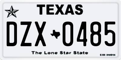 TX license plate DZX0485
