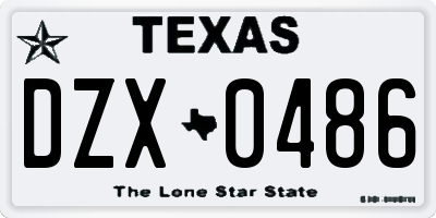 TX license plate DZX0486