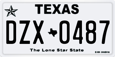 TX license plate DZX0487