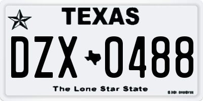 TX license plate DZX0488