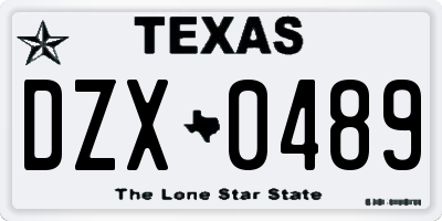 TX license plate DZX0489