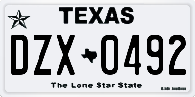 TX license plate DZX0492