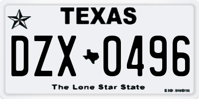 TX license plate DZX0496