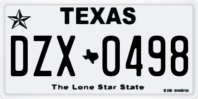 TX license plate DZX0498