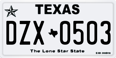 TX license plate DZX0503
