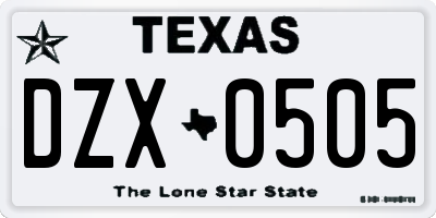TX license plate DZX0505