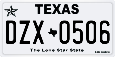 TX license plate DZX0506