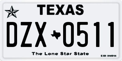 TX license plate DZX0511