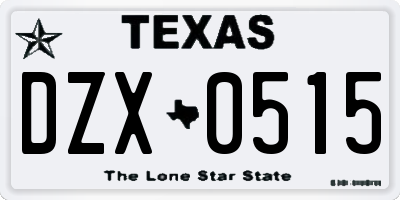 TX license plate DZX0515