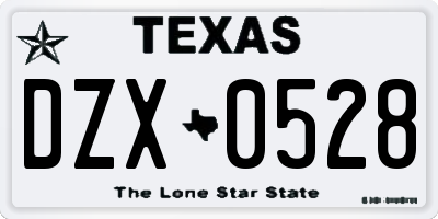 TX license plate DZX0528