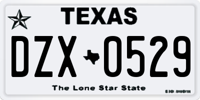 TX license plate DZX0529
