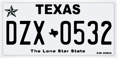 TX license plate DZX0532
