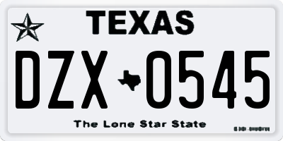 TX license plate DZX0545