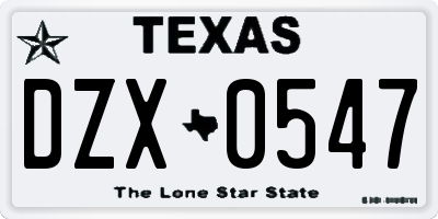 TX license plate DZX0547