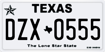 TX license plate DZX0555