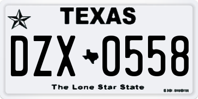 TX license plate DZX0558