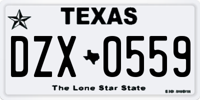 TX license plate DZX0559