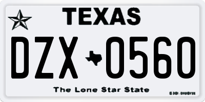 TX license plate DZX0560