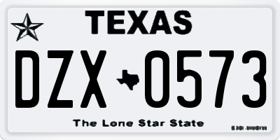 TX license plate DZX0573