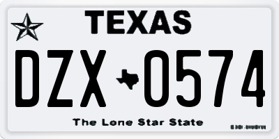 TX license plate DZX0574