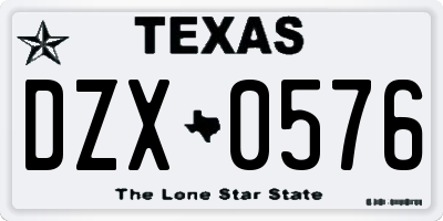 TX license plate DZX0576