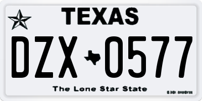 TX license plate DZX0577