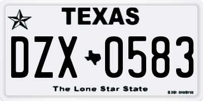 TX license plate DZX0583