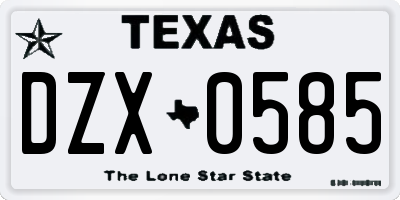 TX license plate DZX0585