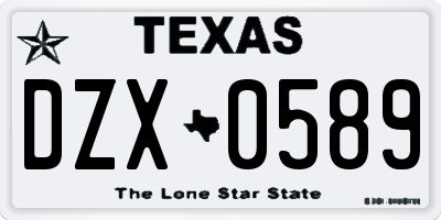 TX license plate DZX0589