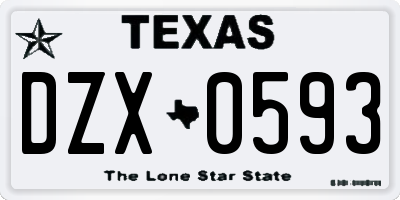 TX license plate DZX0593