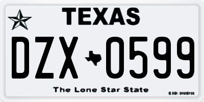 TX license plate DZX0599
