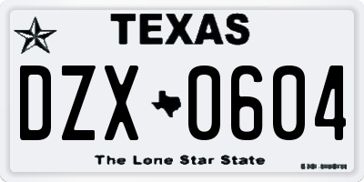 TX license plate DZX0604