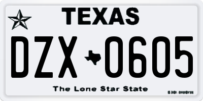 TX license plate DZX0605