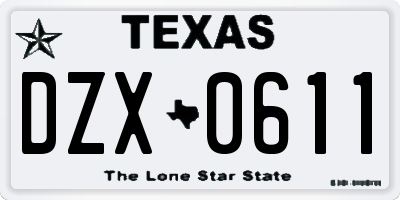 TX license plate DZX0611