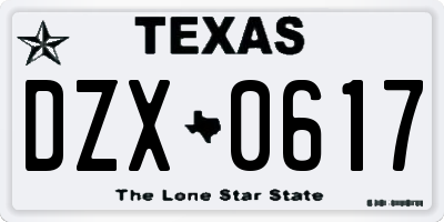 TX license plate DZX0617