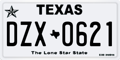 TX license plate DZX0621