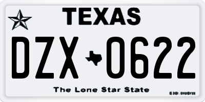 TX license plate DZX0622