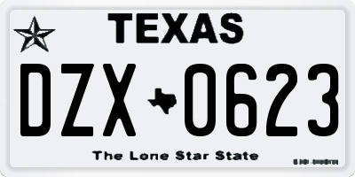 TX license plate DZX0623