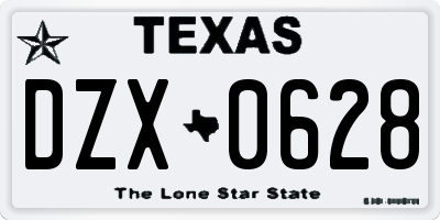 TX license plate DZX0628