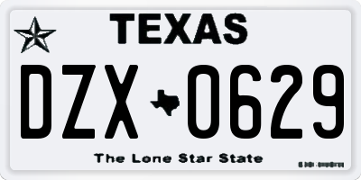 TX license plate DZX0629