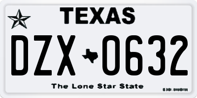 TX license plate DZX0632