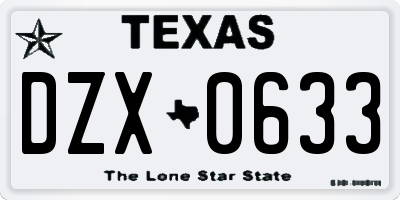 TX license plate DZX0633