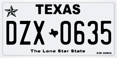 TX license plate DZX0635