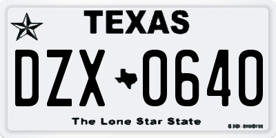 TX license plate DZX0640