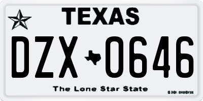 TX license plate DZX0646