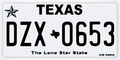 TX license plate DZX0653