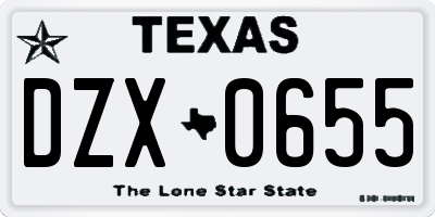 TX license plate DZX0655