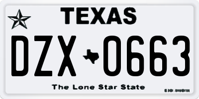 TX license plate DZX0663